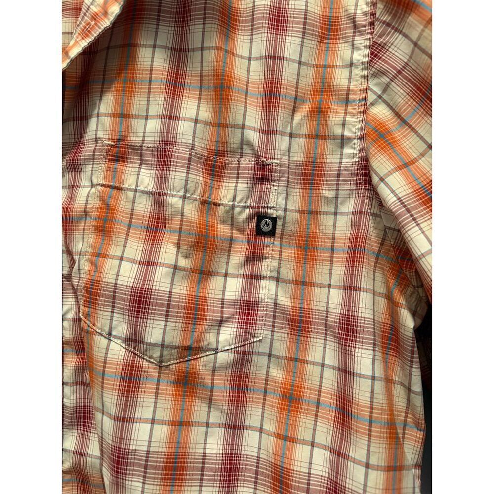 Marmot Men's Orange Plaid Short Sleeve Button-Up Shirt Size L - Picture 2 of 9